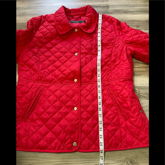 Lauren Ralph Lauren Quilted Jacket Coat Red Size L - Picture 6 of 9